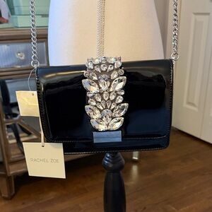 Rachel Zoe Black Embellished Clutch Bag w/ Removable Chain Strap - So Much Fun!